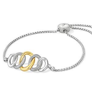JUDITH RIPKA / Eternity Interlocking Multilink BRACELET / 18K GOLD/SS & BOX